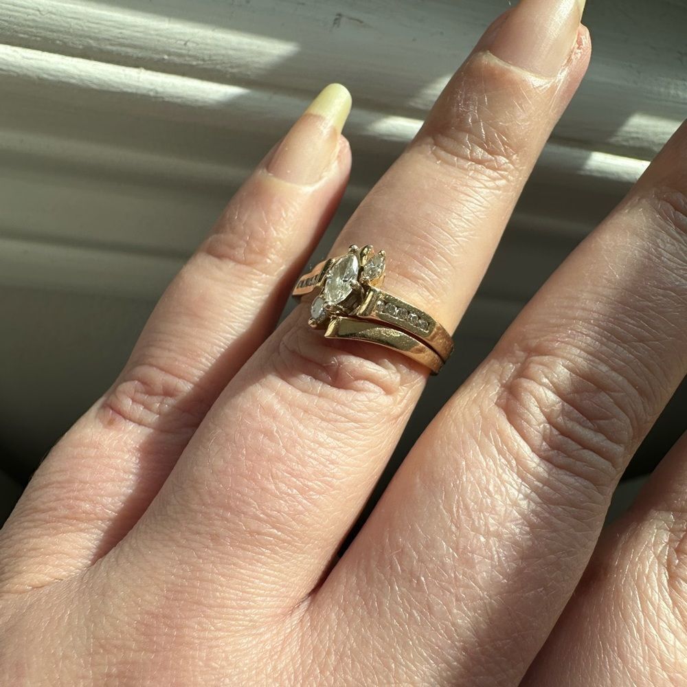 Engagement Wedding Ring set 14K GOLD - Picture 3 of 10